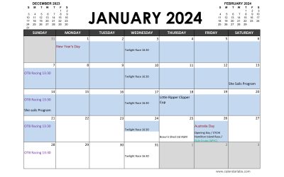 2024 Sailing Calendar